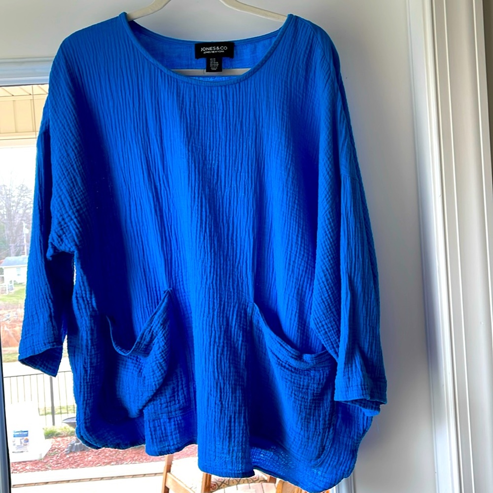Jones & Co Blue Smock Top Size 1x